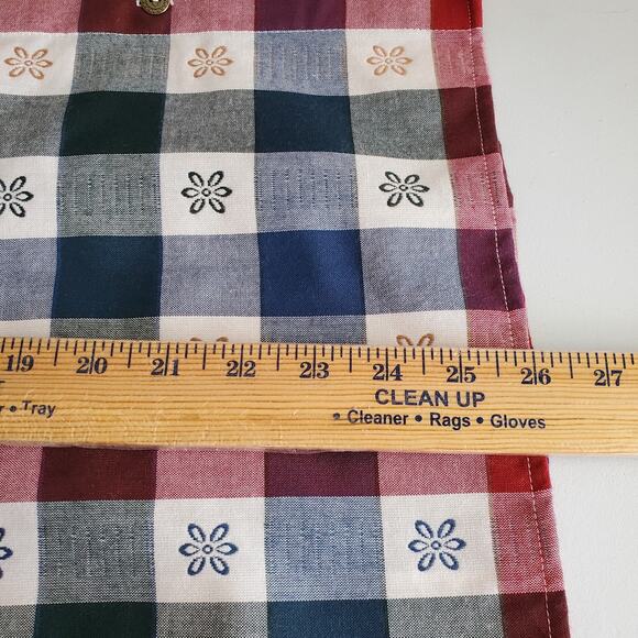 90s Women Plaid Button Shirt Shacket XLP Prairie Country Flower Boxy Natural NEW - Picture 7 of 8